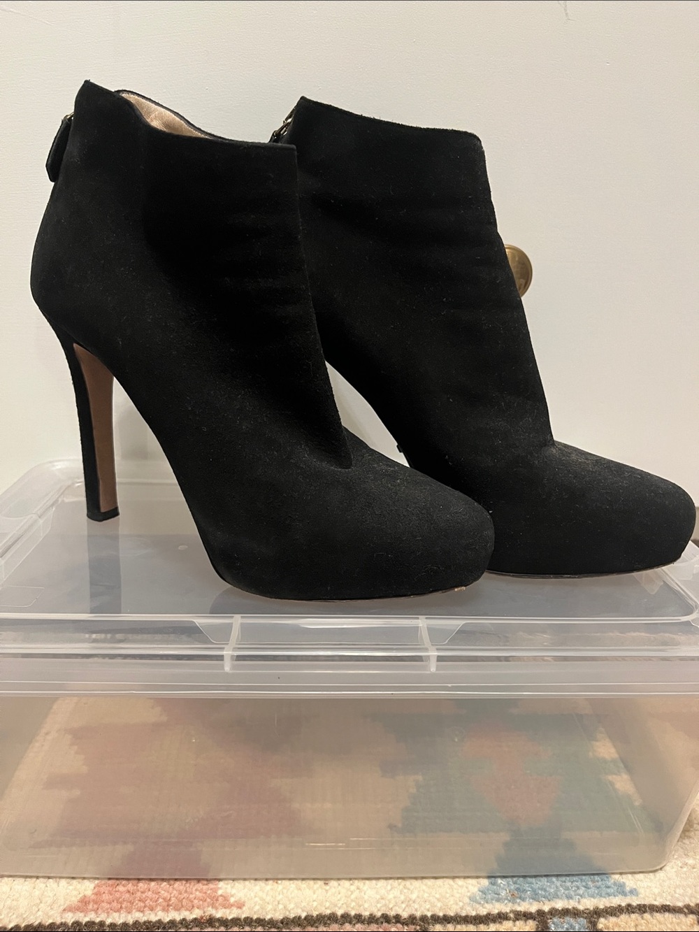 Prada Black Suede Ankle Booties with Stiletto Heel